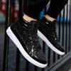Fashion Men High Top Sneakers Male Ankle Boots Gold Luxury Glitter Shoes Streetwear Hip Hop Casual Boots Chaussures Spring