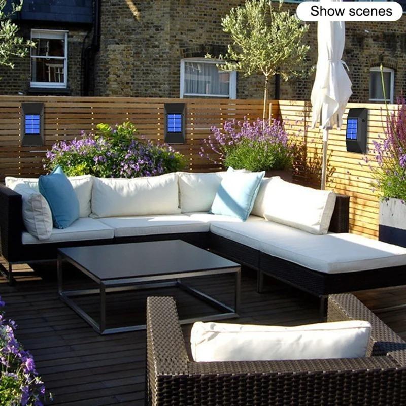 4 шт. солнечный светильник для украшения сада, мощный уличный водонепроницаемый настенный светильник на солнечной энергии, солнечный свет, уличный фонарь