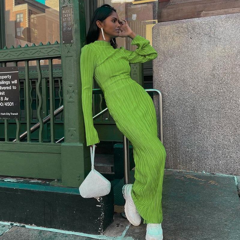 Женское элегантное длинное платье с длинным рукавом и круглым вырезом, модное женское длинное платье для вечеринки и свидания