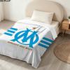 1PC Olympique De Marseille Patterned Flannel Blanket Suitable For All Seasons For Home Decor Warmth And Comfort Gifts Holiday Present