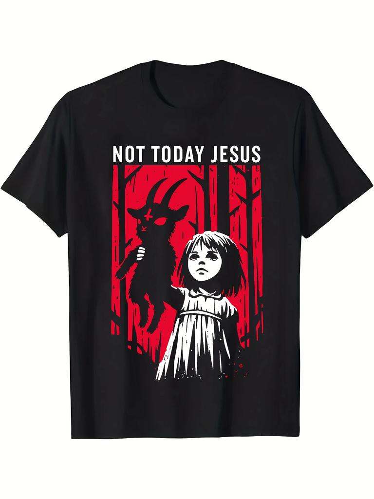 Mens Young Model Crew Neck Shortsleeved Gothic Offset Printing Summer Crew Neck Mens Top Tshirt with Humorous Text Is Hot