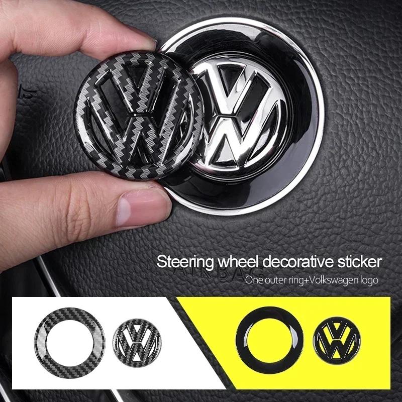 OBTLU1 Car Steering Wheel Logo Decoration Sticker Accessories For VW Tiguan Arteon Taigo Caddy CC e-up! Golf Polo Amarok Transporter