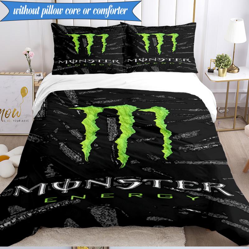 3PCS Monster Drink Bedding Set,Including 1pc Duvet Cover And 2pcs Pillowcases Perfect for Bedroom, Dormitory, Fan Christmas gift