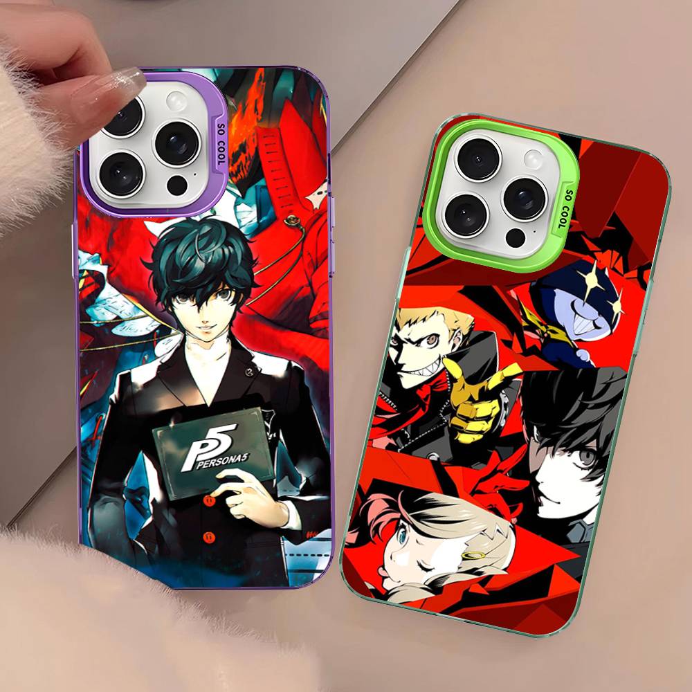 Аниме Чехол для телефона P-PersonaS-5 Для iPhone 17 16 15 14 11 12 13 Pro Max Pro Plus Цветной Серебристый Чехол