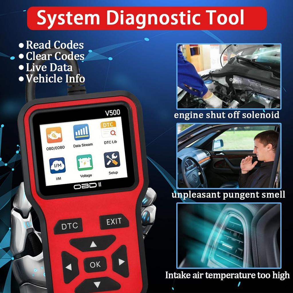 OBD2 Scanner Diagnostic Tool - Check Engine Light Code Scanner Tool with Reset, DTC, Data Stream, I/M Readiness, Car & Truck Scan Tool for All