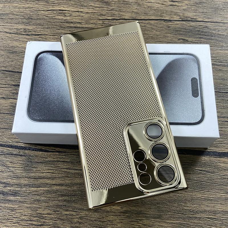 Luxury Plating Breathable Heat Dissipation Mesh Cooling Case for Samsung S25 S24 S23 S22 S21 Ultra Plus Lens Protection Phone Cover