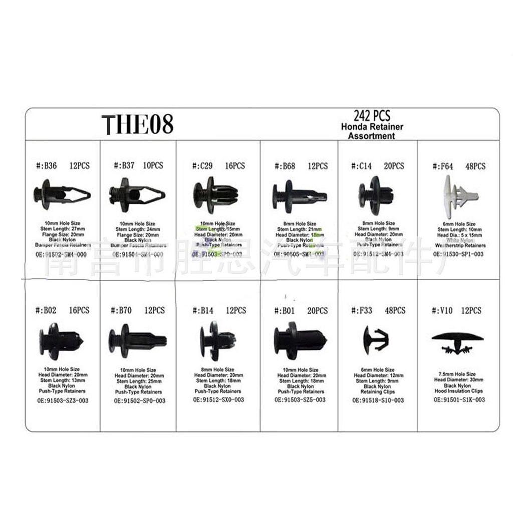 Honda Car Trim Panel Clips: 242PCS Universal Fasteners Set for Decoration and Lining Fixing
