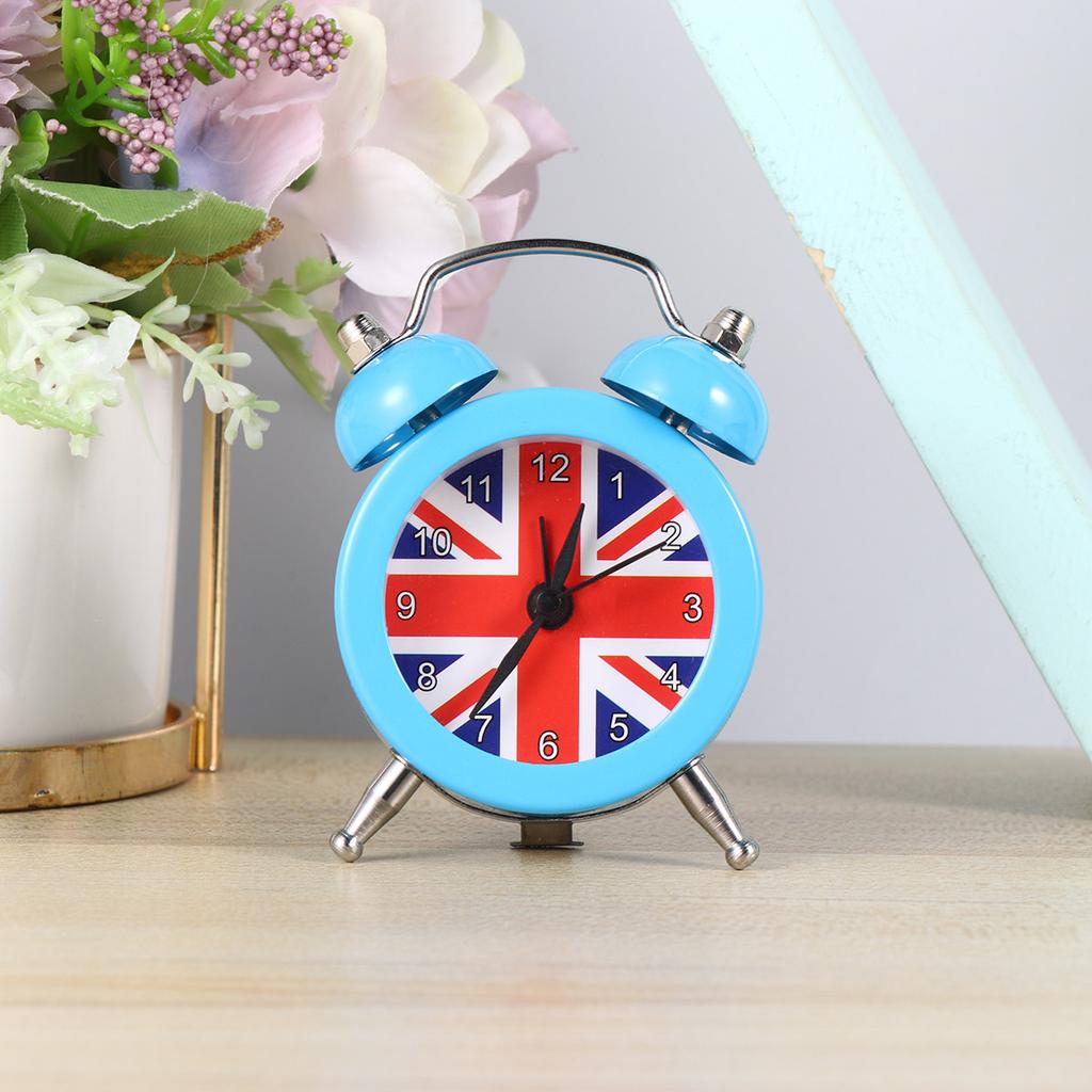 1Pcs Mini Union Jack Alarm Clock Desktop Bedside Clock for Students Home Dorm Room Decor Silent Movement Premium Material