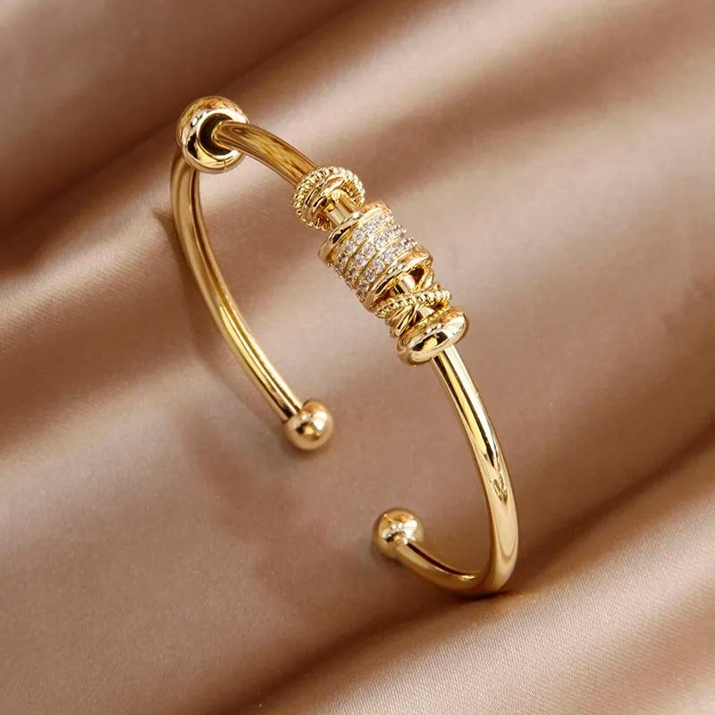 Korea&Japanese Delicate Double Layer Charm Bangles for Women Fashion Brand Jewelry Crystal Heart Bracelets Accessories