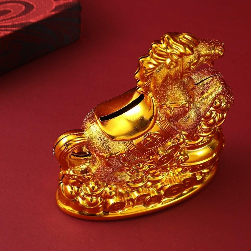 Gold Zodiac Horse Piggy Bank Traditional Feng Shui Wealth Symbol  Dinner Gathering