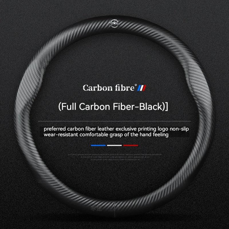 AAHV1 For Opel OPCline ASTRA CORSA INSIGNIA MOKKA VECTRA GTC Tigra Carbon fiber Leather Car Steering Wheel Cover Anti-Slip Accessories