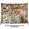 2D Dreamy Rose Flower Backdrop with Fairy Lights Photo Booth Banner