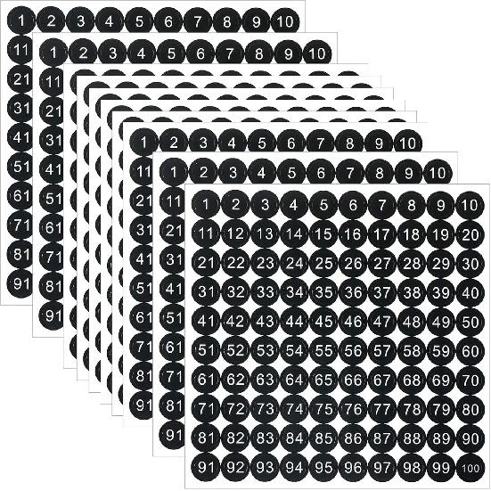 25 Sheets 1 to 100 Vinyl Consecutive Number Stickers 0.4 Inch Small Self-Adhesive Number Labels Waterproof Inventory Stickers Decal for Indoor,