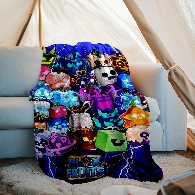 Blox Fruits Theme Printed Blanket - Perfect for Couch, Bed, Travel & Outdoor Use | Machine Washable, Cozy & Durable.