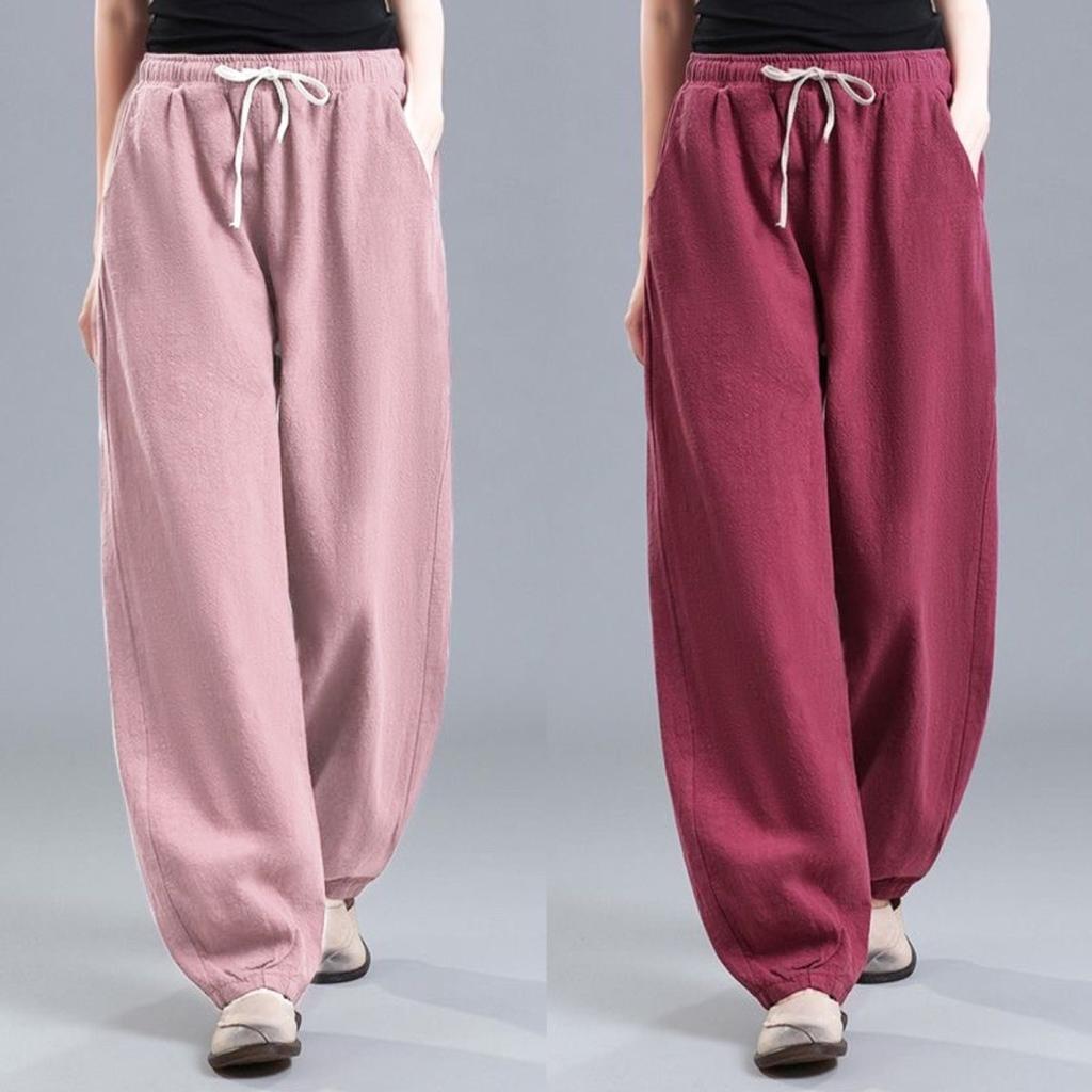 Cotton Linen Draping Bloomers Women Summer High-waisted Haren Pants Casual Pants Loose Vintage Radish Pants Women