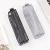 Pencil Case Transparent Mesh Easy To Identify Contents Large Capacity Storage Solid Color Pencil Case