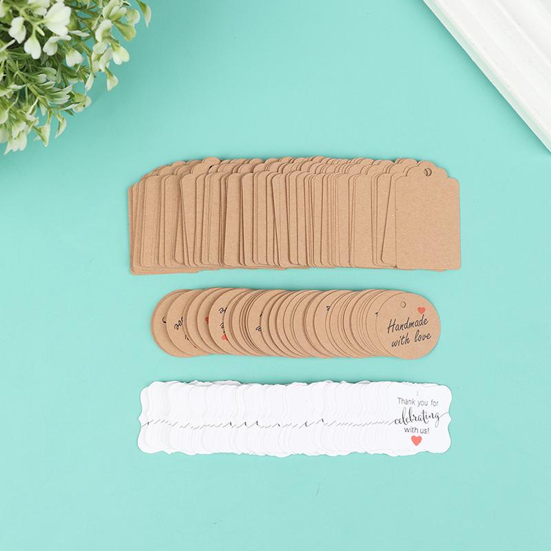 100Pcs/Lot Blank With String 20M Kraft Paper String Price Tags Gift Cards