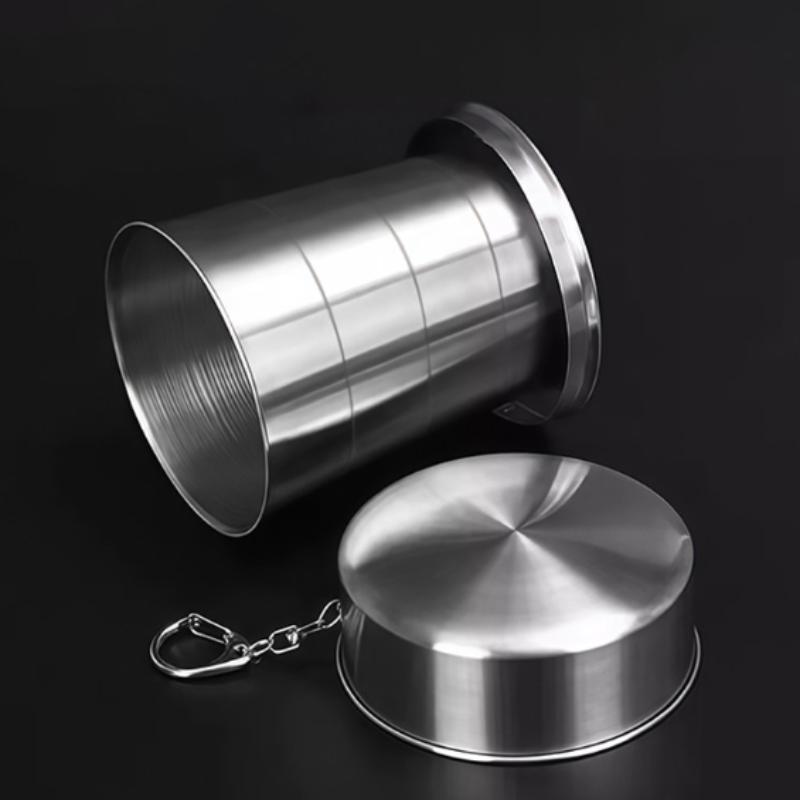 Portable Stainless Steel Retractable Teacup for Outdoor Camping Adventures Easy to Store and Use