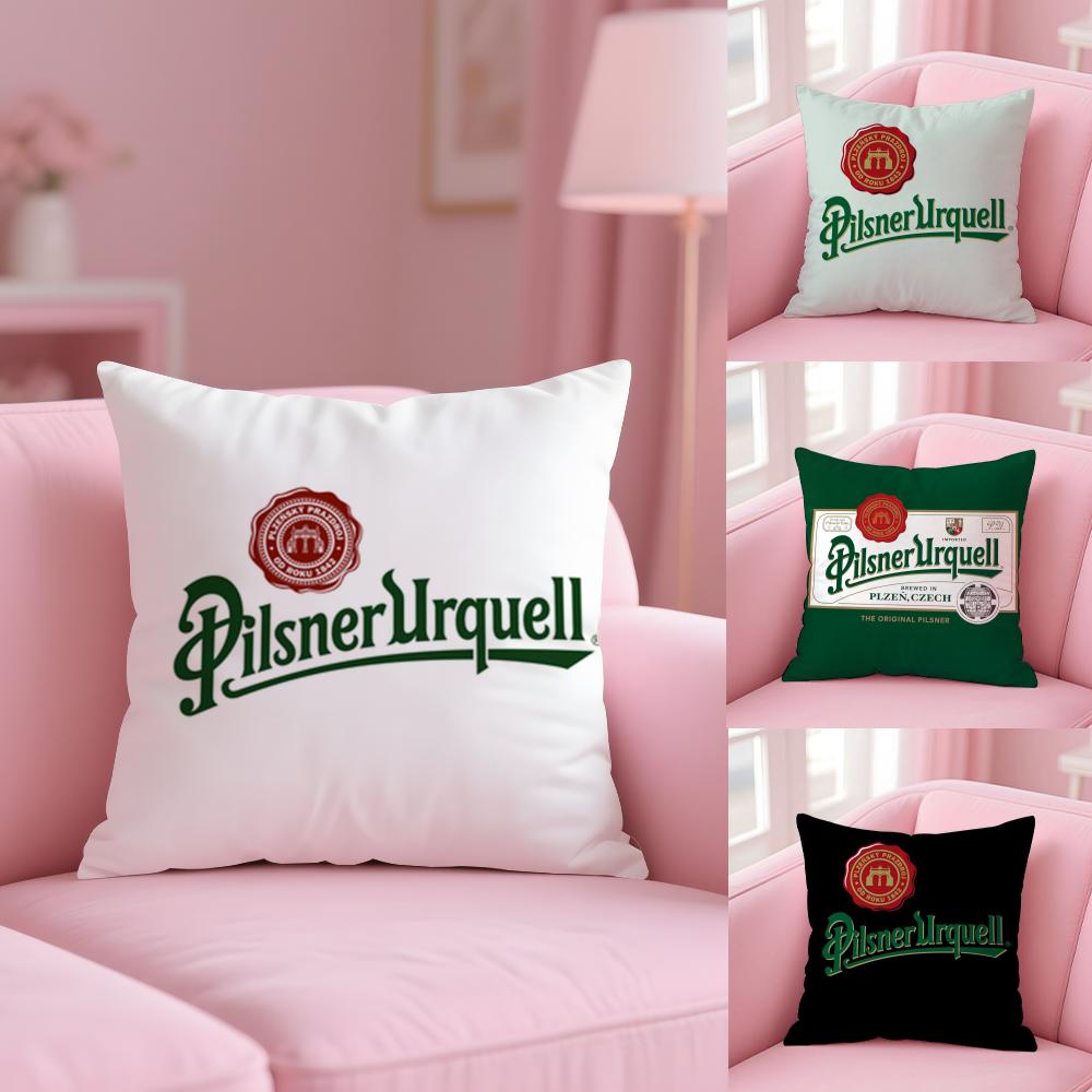 P-Pilsner U-Urquell Наволочка Плюшевая Ткань Мягкая Двусторонняя Печать Чехол для Подушки Дивана Стойкая к Выцветанию Домашний Декор Подарок
