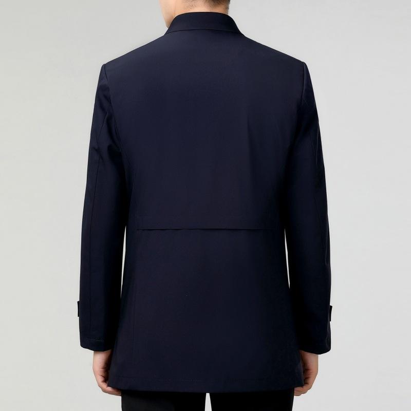 Высококачественная ветровка средней длины из шелка тутового дерева для мужчин, новая куртка в деловом стиле с тонкими лацканами на осень