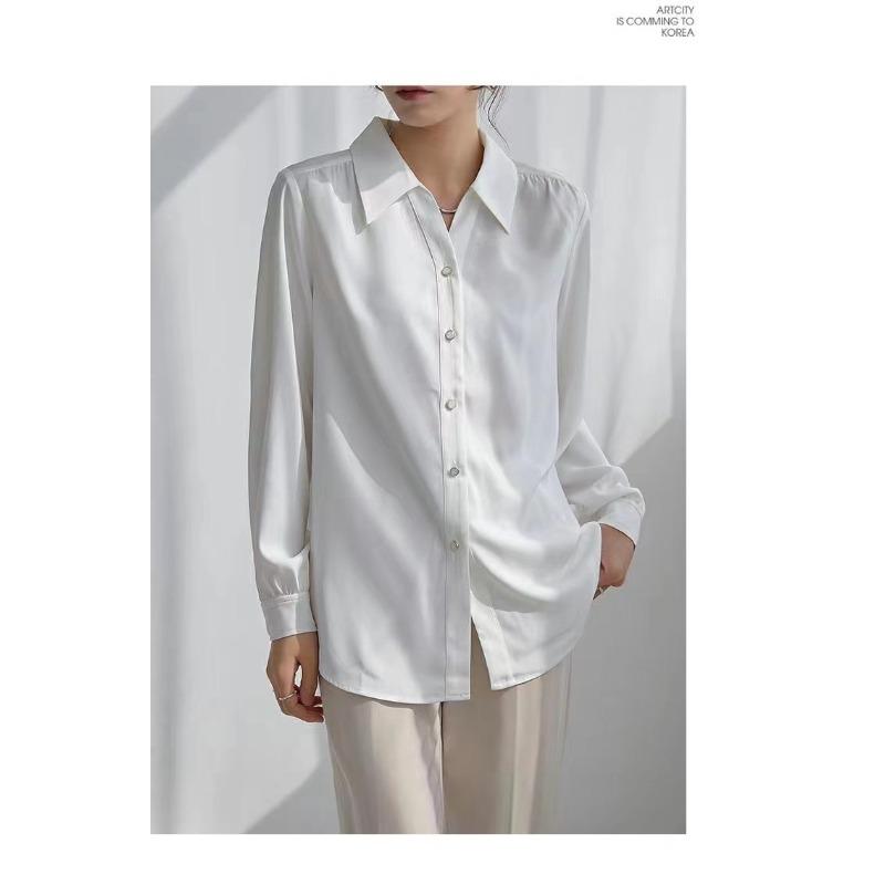 Повседневная женская рубашка, белая рубашка с длинными рукавами, женская, для холодного ветра, для женщин, для пожилых, с чувством профессионального темперамента, драпированная, устойчивая к складкам блузка