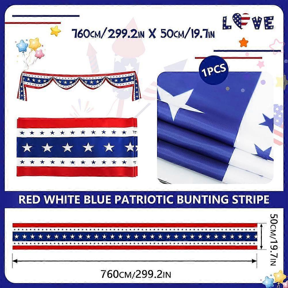 4th of July Decorations American Flag Bunting Patriotic Door Decor Outdoor Porch