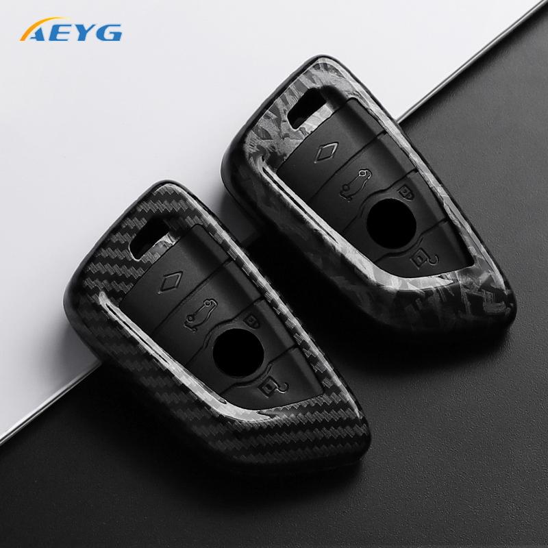 Abs Carbon Fiber Car Key Case Cover For Bmw X1 X3 X5 X6 X7 1 3 5 6 7 Series G20 G30 G11 F15 F16 G01 G02 F48 Keychain Accessories