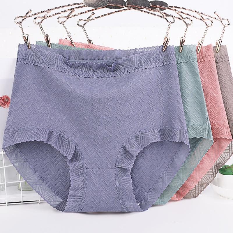 Women's Plus Size High Waisted Lace Middle Aged Mom Panties