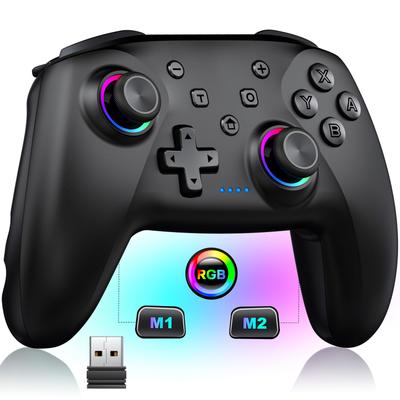 Контроллер Switch с RGB, макросами, эффектом Холла, турбо, 1000 мАч, высокая совместимость, дизайн «рыбья чешуя», 6-цветная подсветка, функция, джойстик, беспроводной,