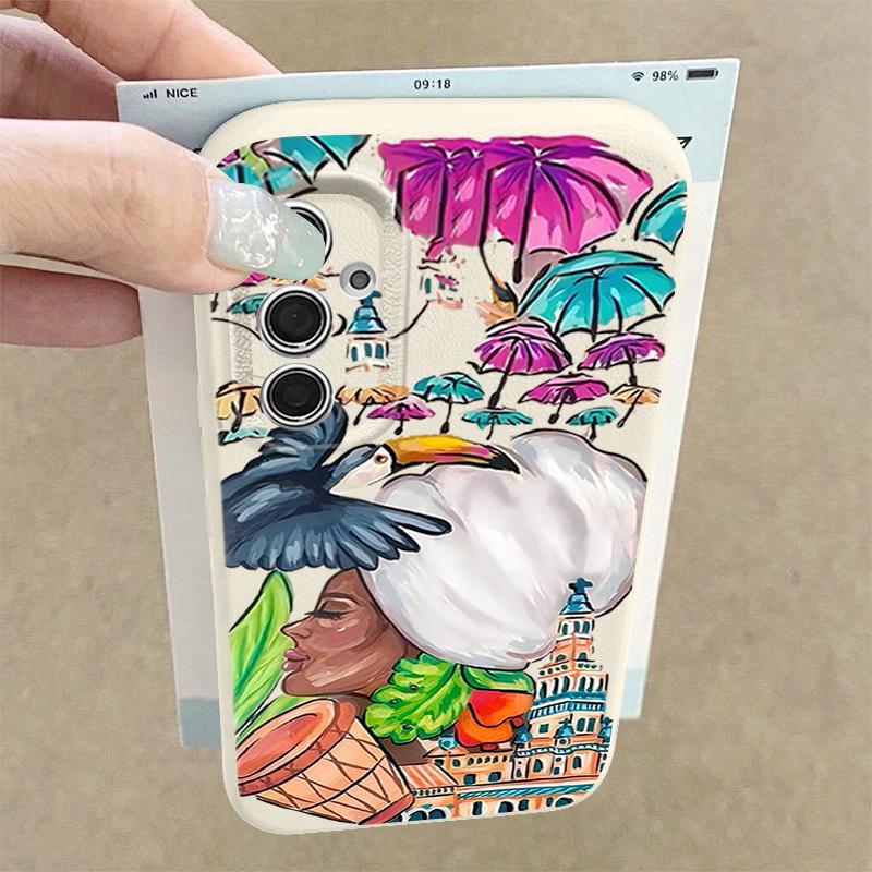 Чехол с тропическим узором тукана для Samsung Galaxy A57 A56 A55 A54 5G A37 A36 A35 A34 A17 A16 A15 A14 Силиконовая крышка с текстурой кожи