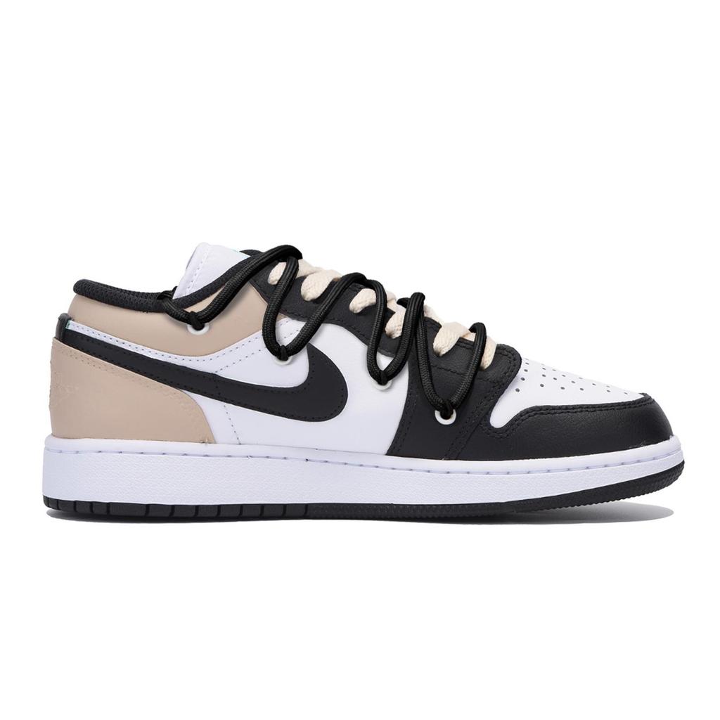 Jordan Air Jordan 1 Puppy Fragment Нескользящие износостойкие Низкие винтажные баскетбольные кроссовки Мужские Черно-коричневые 553558-131(Команда85-)