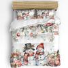 Christmas Snow Scene Snowflakes Gnome 3pcs Bedding Set For Double Bed Home Textile Duvet Cover Quilt Cover Pillowcase
