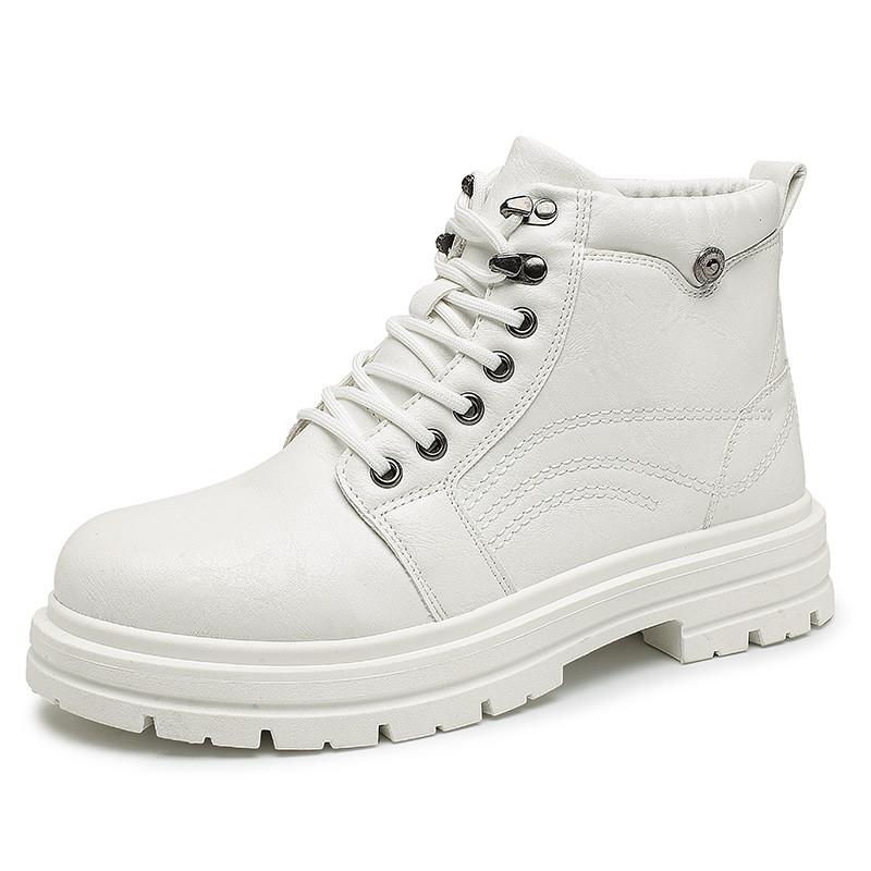 Autumn Winter Fashion White Boots for Men Comfortable Soft Men's Ankle Boots Leather Platform Boots Casual Men Botas Masculino