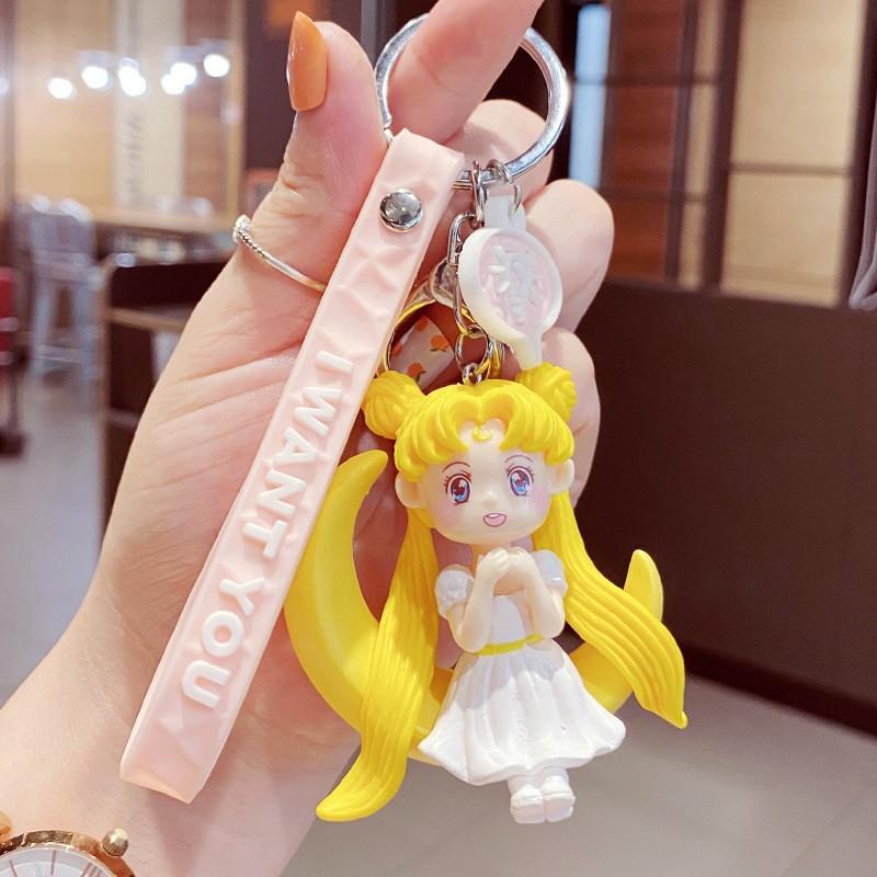 New Creative Cartoon Couple Keychains Anime Sailor Moon Doll Keychains Bag Pendant Car Accessories Key Chain Gift for Children