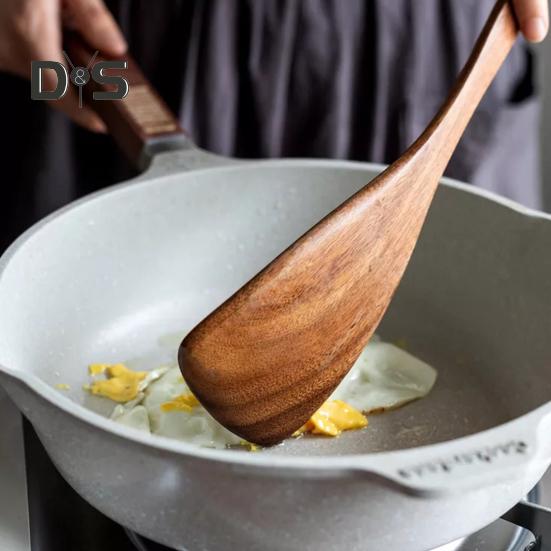 Деревянная кухонная утварь Бытовая лопатка Ложка для супа Ложка для смешивания Антипригарная кухонная утварь с защитой от царапин для повседневного использования