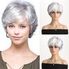 Synthetic Short Wig for Women Natural Curly Wigs with Bangs Grandmother Gifts Old Lady Costume Daily Cosplay Grandma Use