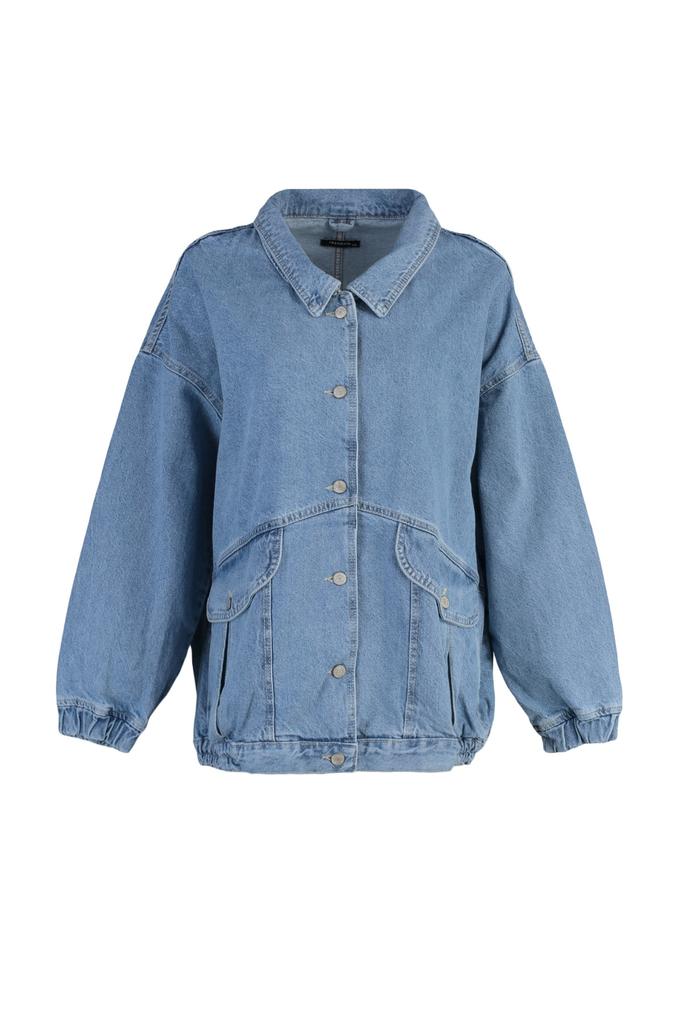 Women's Fashion New Jacket Black Pocket Detailed Oversize Denim Jacket