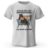 I Am Not Anti Social Printed Men T-Shirt 100% Cotton Oversized Funny Cat Graphic Tees for Men Women Summer  Loose Fashion Tops T