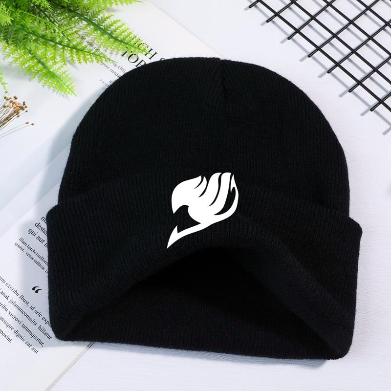 Зимняя теплая шапка аниме Fairy Tail вязаная шапка шляпа унисекс хлопковая шапка с принтом подростковая зимняя вязаная шапка шапки шапки