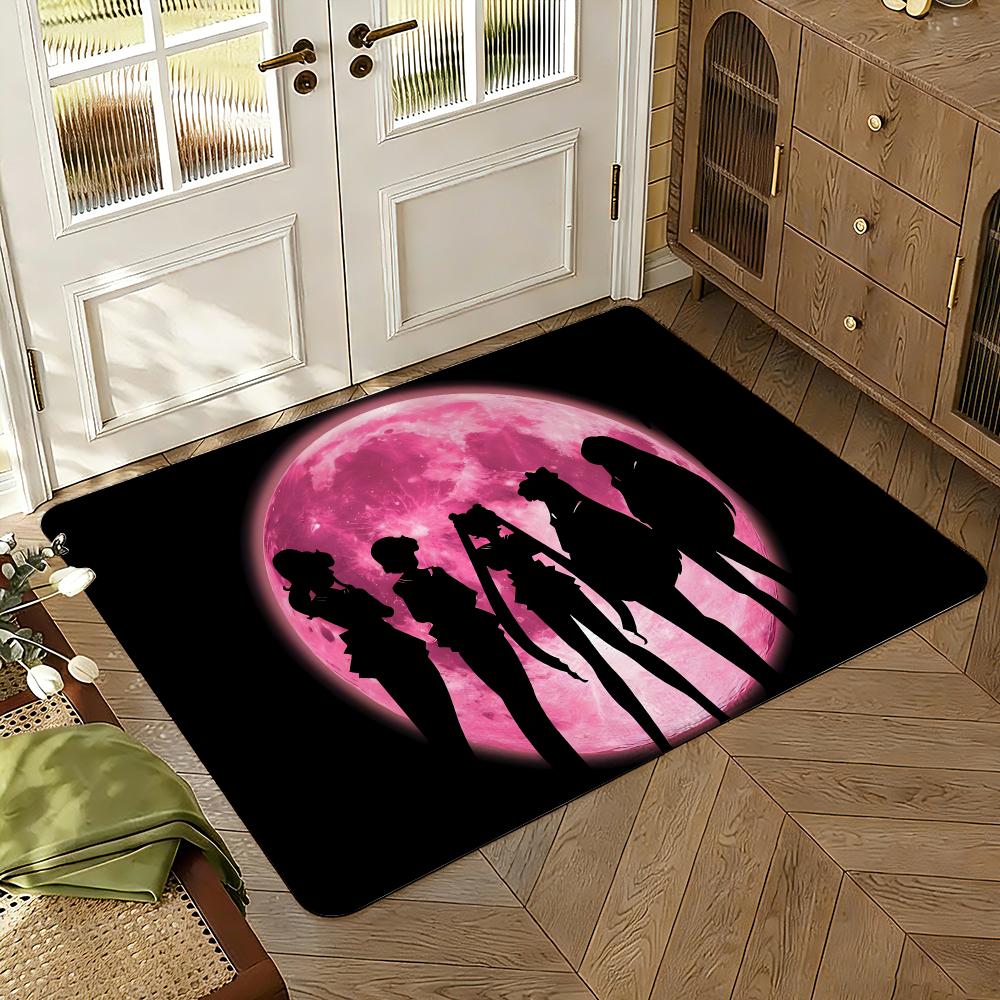 Cartoon Anime Girl Sailors Moons Floor Mat Soft Thickened Absorbent Non-Slip Bedroom Living Room Door Mat Home Flannel Rugs