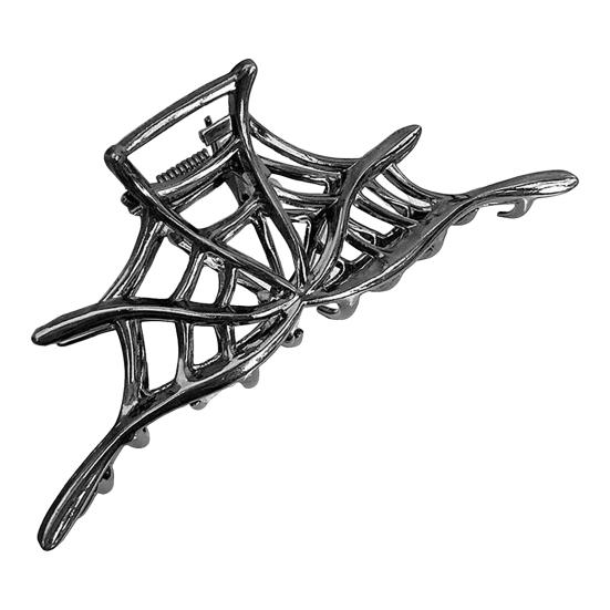 Хэллоуин Заколка для волос Черная Паутина Скелет Рука Форма Летучей мыши Зажим для волос Нескользящие зубцы Затылок Акула Зажим для волос Аксессуар для укладки