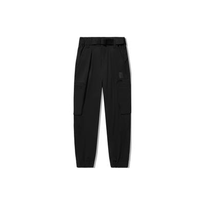 Штаны мужские спортивные однотонные свободного кроя с манжетами Li Ning Kung Fu Series, черные AYKU143-1