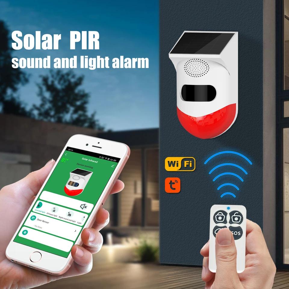Angus WiFi Outdoor Solar Infrared Motion Sensor Alarm Siren IP67 Waterproof ABS Smart Anti-Theft Anti-Pet&Wildlife False Alarm