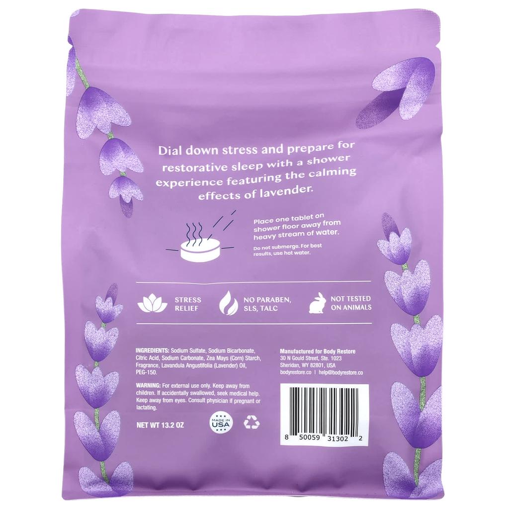 Body Restore Shower Steamer, Lavender, 15 Tablets, 13.2oz