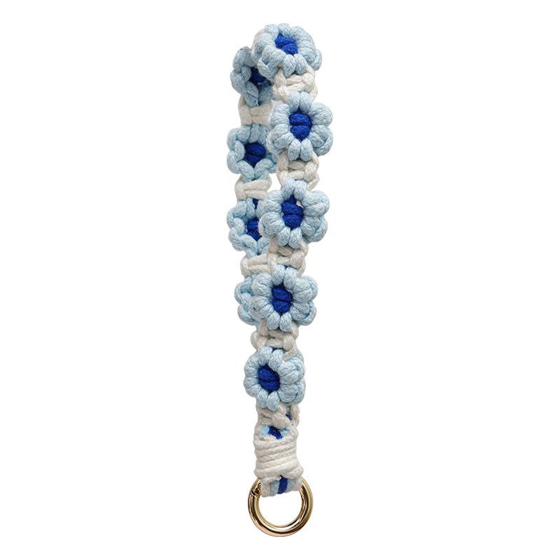 Bohemian Woven Daisy Mobile Phone Lanyard Hand-Woven Flower Keychain Handmade Beach Bag Pendant Creative Gift