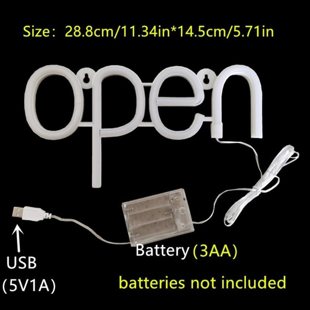 Неоновые огни в виде букв OPEN на батарейках, красочные ночные лампы, светодиодная неоновая вывеска, офисная вывеска