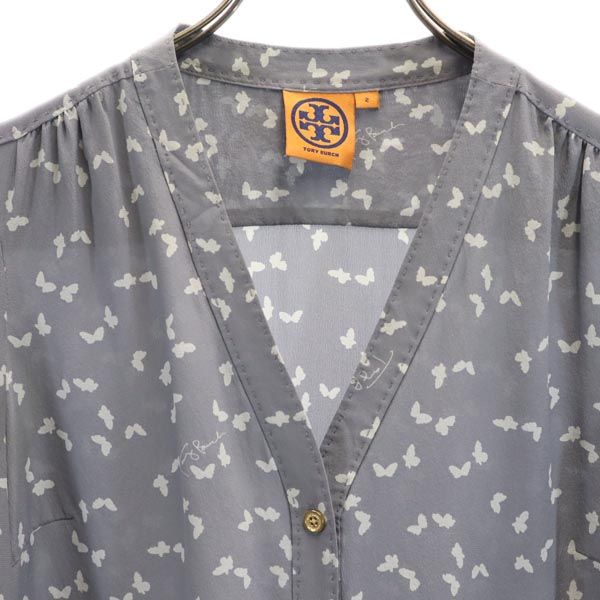 Tory Burch Шелковый комбинезон с ручкой Длинный рукав Рубашка без цвета 2 Серый Женский Б/у