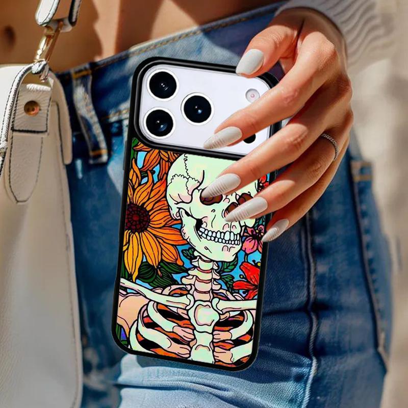 Эстетичный мягкий чехол-скелет для iPhone 17 Air 14 15 13 12 Max Чехол для Apple 14 15 16 16e 11 Pro Max Plus Coque