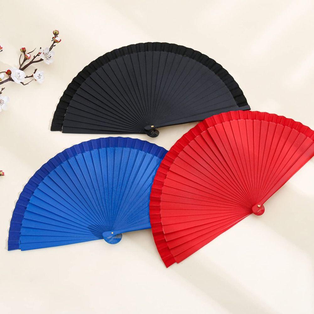 Props Decoration Colorful Chinese Style Folding Fan Wood Folding Fans Spanish Fan Wooden
