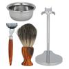 4 шт. Профессиональный мужской набор для бритья Традиционная ручная бритва Помазок для бритья Мыльница Подставка для бритья Набор